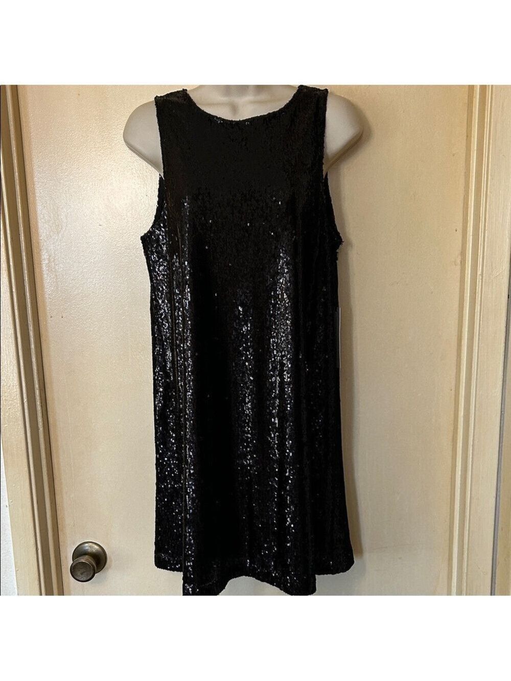 cupcakes & cashmere Black Sequin Sleeveless Mini Dress size S